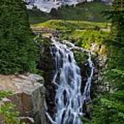 Myrtle Falls And Mount Rainier Poster