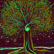 Mystic Spiral Tree  Green By Jrr Poster