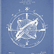Nautical Observation Apparatus Patent From 1895 - Light Blue Poster