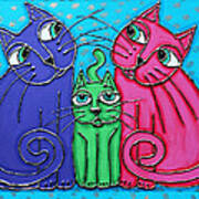 Neon Cat Trio #2 Poster