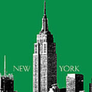 New York Skyline Empire State Building - Forest Green Poster