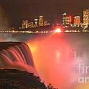 Niagara Starbursts At Night Panorama Poster