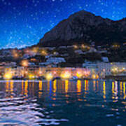 Night Falls On Beautiful Capri - Italy Poster
