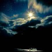 Night Sky And Moon Himalyan Poster