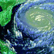 Noaa Satellite Image Of Hurricane Fran Near Usa Poster