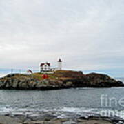 Nubble Lighthouse In Early Winter Poster