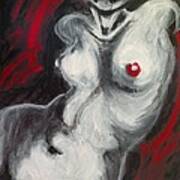 Nude Torso And Red Lips Poster