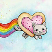 Nyan Cat Valentine Heart Poster