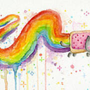 Nyan Cat Watercolor Poster
