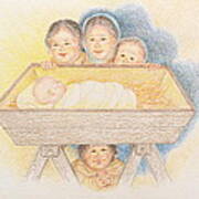 O Come Little Children - Christmas Card Poster