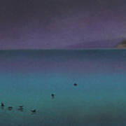 Ocean Of Glass With Seabirds Poster