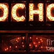 Ocho San Antonio Restaurant Entrance Marquee Sign Over Chandelier Ink Outlines Digital Art Poster