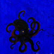 Octopus Black And Blue Poster
