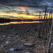 Ohio Winter Sunset On Guilford Lake Poster