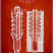 Oil Well Packer Patent From 1881 - Red Poster
