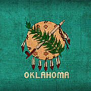 Oklahoma State Flag Art On Worn Canvas Poster