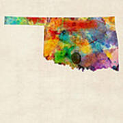 Oklahoma Watercolor Map Poster