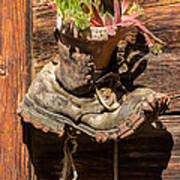 Old Boot Potted Plant - Swiss Alps Poster