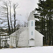 Old Country Church In The Winter Woods Poster