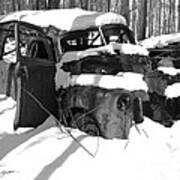 Old Junked Truck In Snow Poster