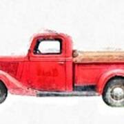 Old Red Ford Pickup Poster