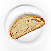 One Slice Of Bread White Plate And Background Poster