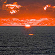 Orange Ocean Sunset Reflections Poster