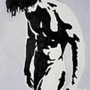 Original Black An White Acrylic Paint Man Gay Art -male Nude#16-2-4-17 Poster