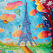 Original Paris Eiffel Tower Pop Art Style Painting Fun And Chic By Megan Duncanson Poster