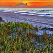 Outer Banks - Ocracoke Sunrise With Sand Dune Plants Poster