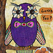 Owl Love Story - Whimsical Collage Poster