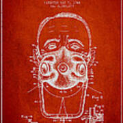 Oxygen Mask Patent From 1944 - Two - Red Poster