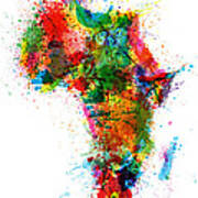 Paint Splashes Map Of Africa Map Poster