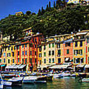 Panorama Of Portofino Harbour Italian Riviera Poster