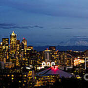 Panoramic Skyline Of The Beautiful City Of Seattle Poster