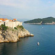 Panoramic View Toward Old Town Dubrovnik And Island Lokrum Poster