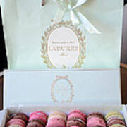 Paris Laduree Macarons - Dreamy Laduree Box Of French Macarons With Laduree Bag Poster
