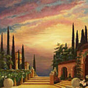 Patio Il Tramonto Or Patio At Sunset Poster