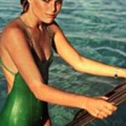Patti Hansen Wearing A Green Swimsuit Poster
