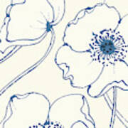Pen And Ink Flowers On Cream Panel Iii Poster