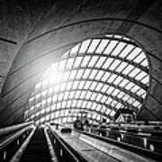 People On Escalator In Subway Station Poster