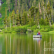 Perfect Sunday - Two People Fishing On A Lake In Mammoth California. Poster