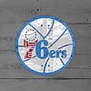 Philadelphia 76ers Basketball Team Retro Logo Vintage Recycled Pennsylvania License Plate Art Poster