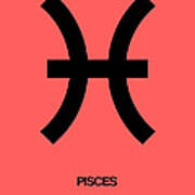 Pisces Zodiac Sign Black Poster