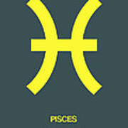 Pisces Zodiac Sign Yellow Poster