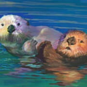 Playful Otters Of California By Ivy Yijia Liao Poster