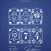 Playing Cards  Patent From 1877 - Blueprint Poster