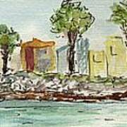 Plein Air Sketchbook. Oxnard California 2011. Entrance To The Harbor From The North Jetty Poster