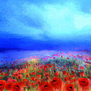Poppies In The Mist Poster
