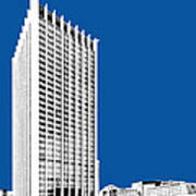 Portland Skyline Wells Fargo Building - Royal Blue Poster